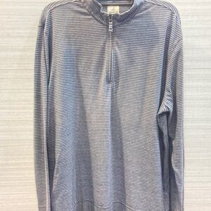 johnnie-O Blue and White Striped Pullover